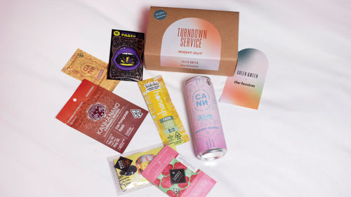 A selection of "Turndown Service" cannabis products featured as part of the Hoxton Downtown L.A.'s partnership with cannabis dispensary Green Qween. A selection of "Turndown Service" cannabis products featured as part of the Hoxton Downtown L.A.'s partnership with cannabis dispensary Green Qween.