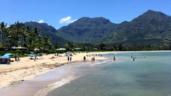 The beach at Hanalei on Kauai.