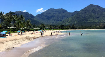 The beach at Hanalei on Kauai.