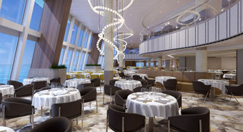 A rendering of the Horizons dining room on the Sun Princess.