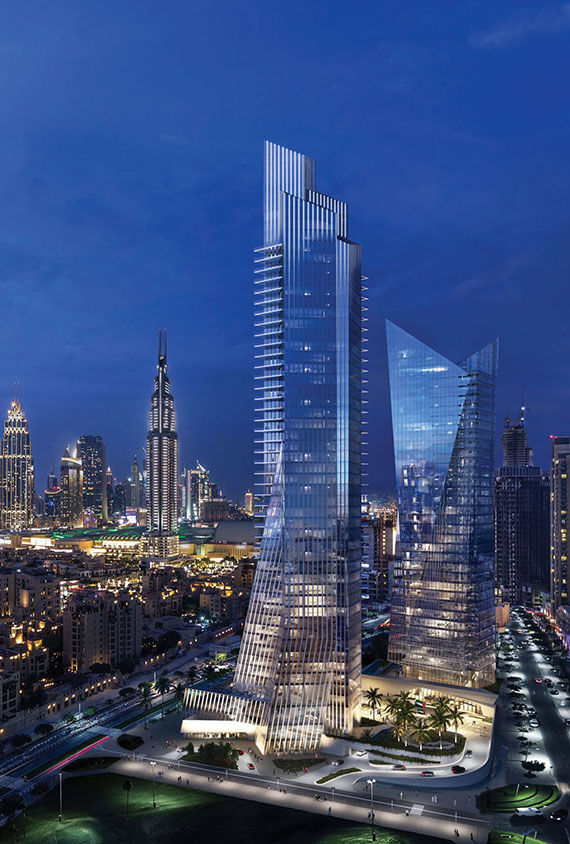 A rendering of the Baccarat Hotel & Residences Dubai.
