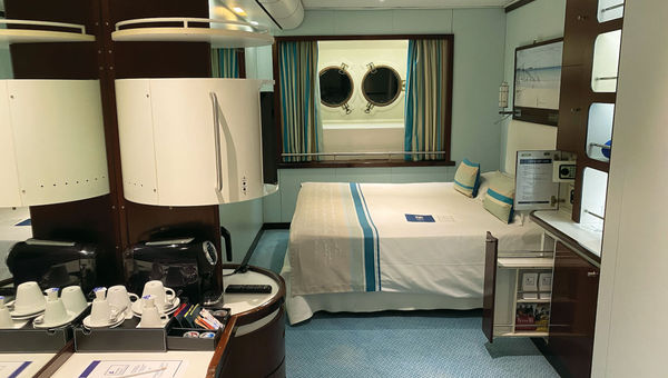 The staterooms on the Club Med 2 were not included in the line's recent refurbishment other than the addition of USB ports. The staterooms on the Club Med 2 were not included in the line's recent refurbishment other than the addition of USB ports.