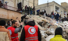 Rescue efforts in northern Syria following a Feb. 6 earthquake.