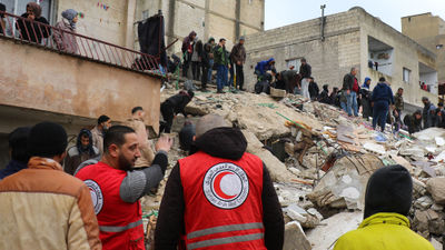 Rescue efforts in northern Syria following a Feb. 6 earthquake.