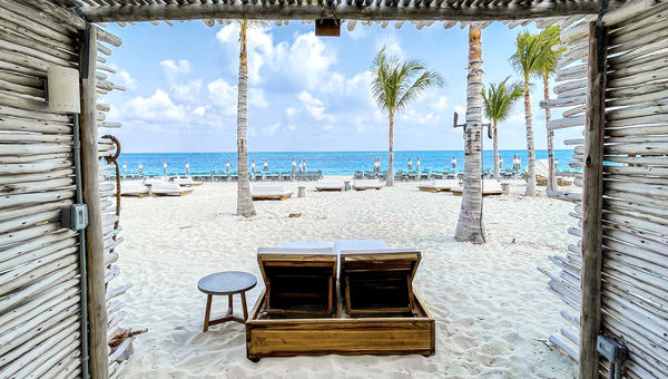 Virgin Voyages' exclusive 360 Beach Club for "sailors" staying in premium Rock Star suites includes access to reservable cabanas for a fee. Virgin Voyages' exclusive 360 Beach Club for "sailors" staying in premium Rock Star suites includes access to reservable cabanas for a fee.