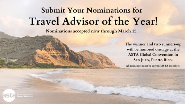 ASTA seeks nominations for travel advisor and entrepreneur of the year