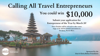 ASTA seeks nominations for travel advisor and entrepreneur of the year
