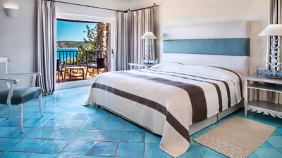 A guestroom at the Hotel Pitrizza.