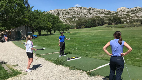 Practicing at the driving range on one of Amadeus River Cruises' golf cruises in France. Practicing at the driving range on one of Amadeus River Cruises' golf cruises in France.