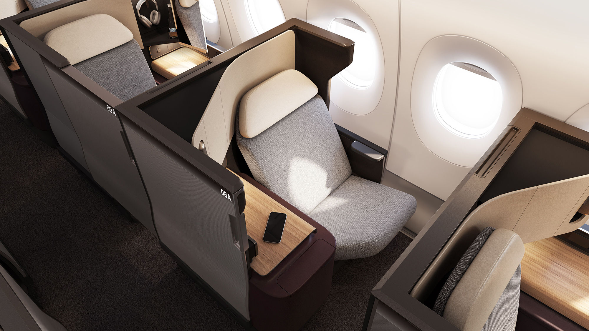 The business-class suites on Qantas' Airbus A350-1000 aircraft.
