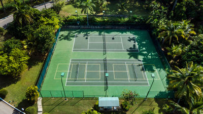 Tennis courts at the Round Hill Hotel and Villas in Montego Bay, where the property will be conducting clinics.