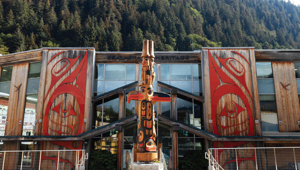 A totem at the Sealaska Heritage Institute Arts Campus.