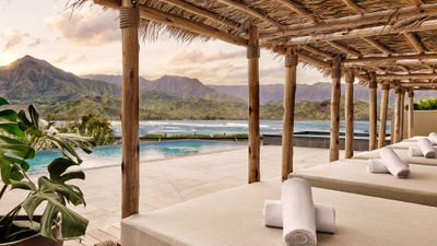 A pool area at the 1 Hotel Hanalei Bay in Kauai.