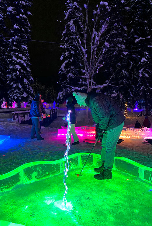 Mini-golf on ice -- it's a Fairbanks nightlife thing.