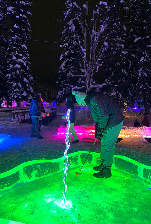 Mini-golf on ice -- it's a Fairbanks nightlife thing.