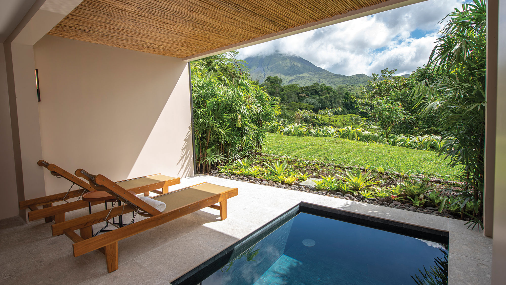 The view from a Honeymoon Suite at the Tabacon Thermal Resort & Spa in Costa Rica.