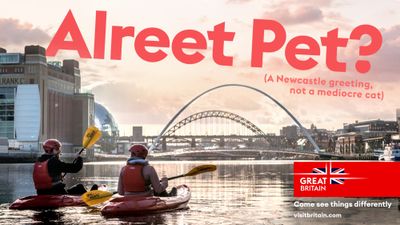 An ad in VisitBritain's "Fake (Br)it Till You Make It" campaign.