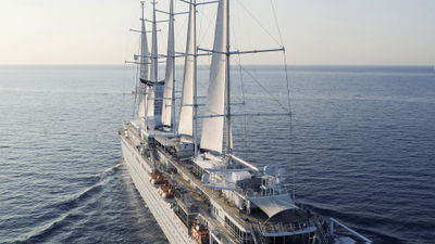 The Club Med 2's sails, which were replaced in its latest refurbishment, help the ship conserve energy.
