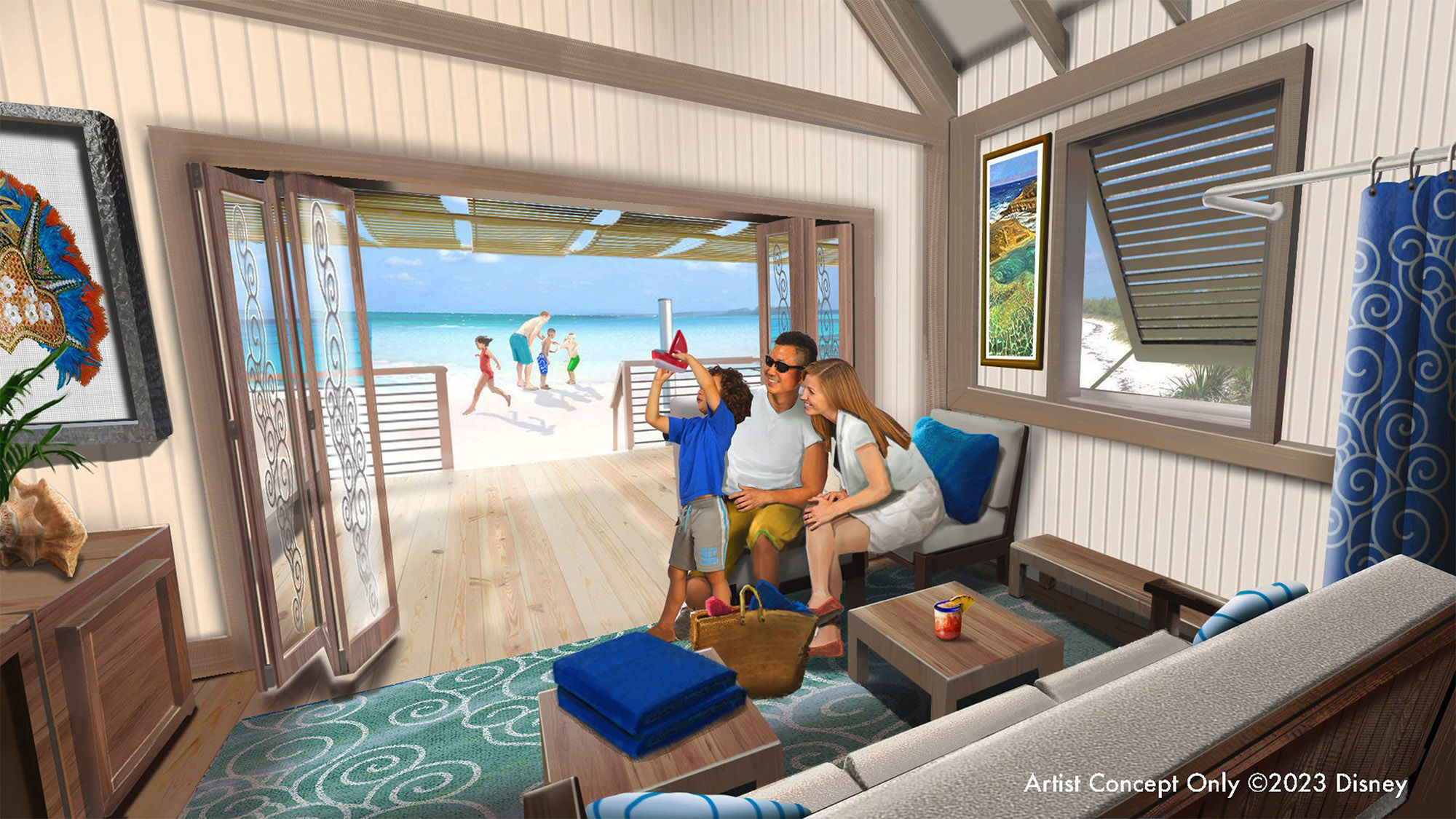 There will be premium family cabanas along the beach at Lighthouse Point.
