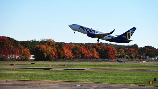 An Avelo plane takes off from Tweed Airport in New Haven. An Avelo plane takes off from Tweed Airport in New Haven.