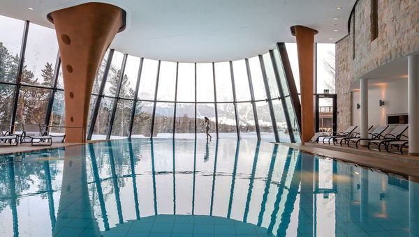 The Wellness Pool at the Grand Hotel Kronenhof, part of the hotel's expansive spa that also features saunas, a saltwater grotto and a stone cavern steam bath. The Wellness Pool at the Grand Hotel Kronenhof, part of the hotel's expansive spa that also features saunas, a saltwater grotto and a stone cavern steam bath.