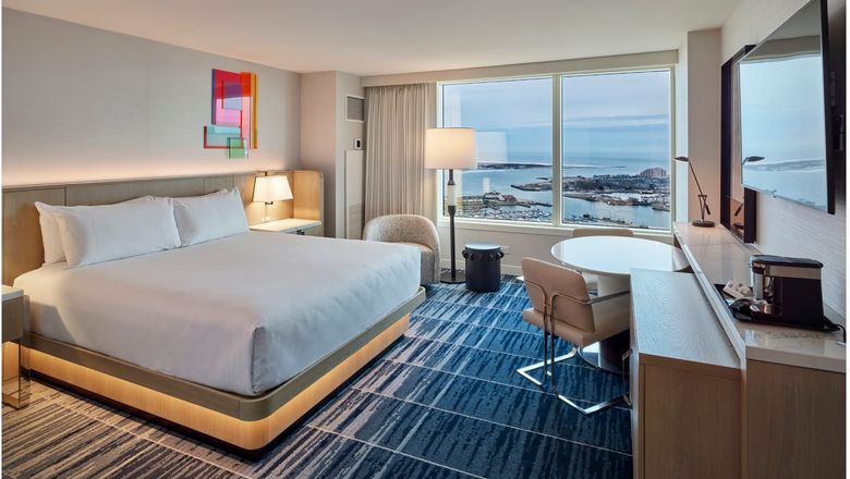 Renovated guestrooms in MGM Tower will have nautical design elements inspired by Atlantic City's Marina District.