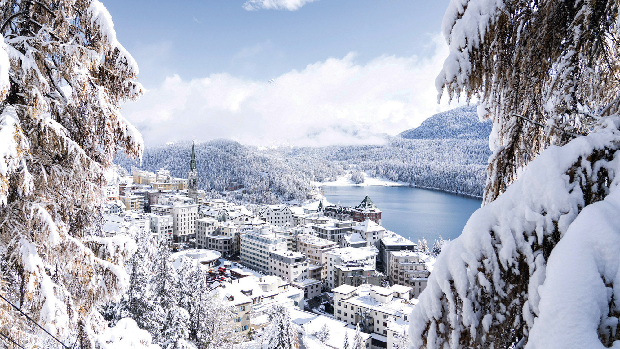 St. Moritz and its namesake lake in winter.