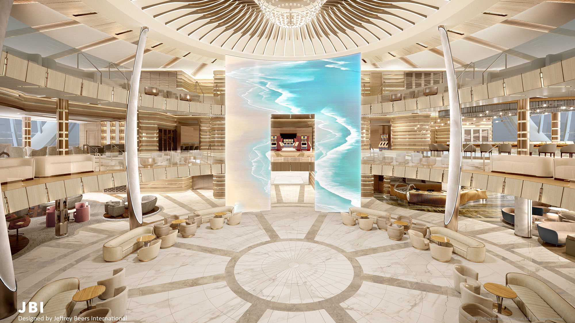 The Sun Princess' Piazza comprises three decks of the Sphere and will have a giant LED screen feature.