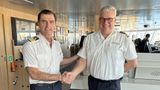 The Venezia changed hands when Capt. Tihomir Muzic (right) handed over the ship to Capt. Claudio Cupisti.
