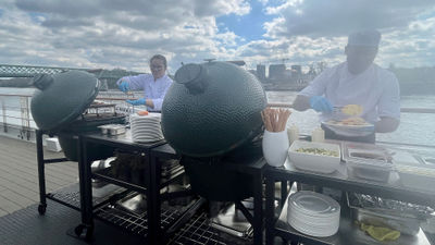 The grill station on Riverside Luxury Cruises' Riverside Mozart.