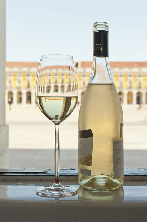 Wine in Lisbon's Praca do Comercio. Wine in Lisbon's Praca do Comercio.