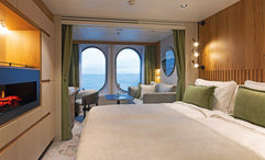 A suite on Swan Hellenic's SH Vega, complete with electric fireplace.