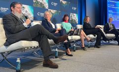 At Seatrade Cruise Global's River Cruising Spotlight panel (from left): Matthew Shollar, Transcend Cruises; Cindy D’Aoust, American Queen Voyages; Jennifer Halboth, Riverside Luxury Cruises; Janet Bava, AmaWaterways; and moderator Gabriele Bassi, Cruising Journal.