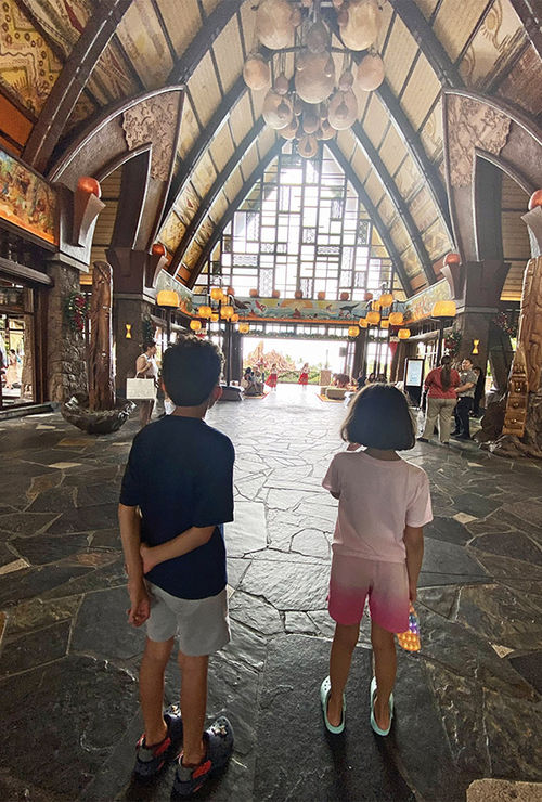 The lobby at the Aulani, a Disney Resort & Spa makes an impression.