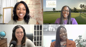 Clockwise from top left: Nicole Edenedo of Travel Weekly, Jackie Williams of NuVibe Travel, Jazzmine Douse of AmaWaterways and Rebecca Tobin of Travel Weekly on the Folo by Travel Weekly podcast..