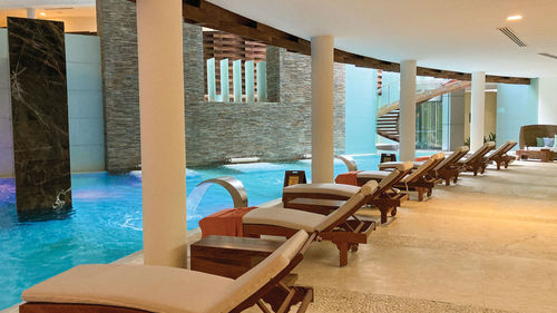 A section of the hydrotherapy circuit pool area at the Grand Velas Riviera Maya’s SE Spa by Grand Velas.