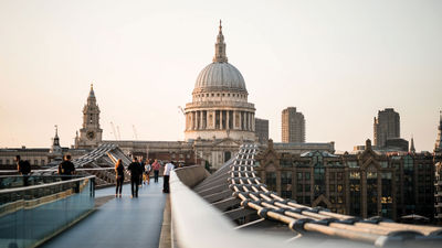 St. Paul's Cathedral as seen from the Millennium Bridge in London.