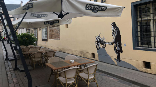 Street art is everywhere in Old Town Vilnius. Street art is everywhere in Old Town Vilnius.