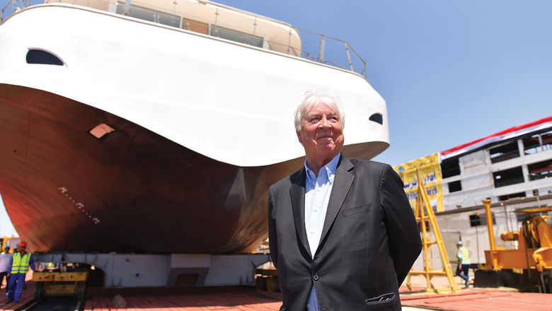 Viking chairman and founder Torstein Hagen attended the Viking Aton float out at the Massara shipyard in Cairo.