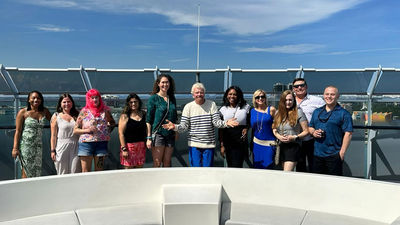 Richard Branson, Virgin Group founder, makes a special appearance onboard Virgin Voyages’ Scarlet Lady to kick off the inaugural Jennifer Lopez-curated Limitless Voyage.