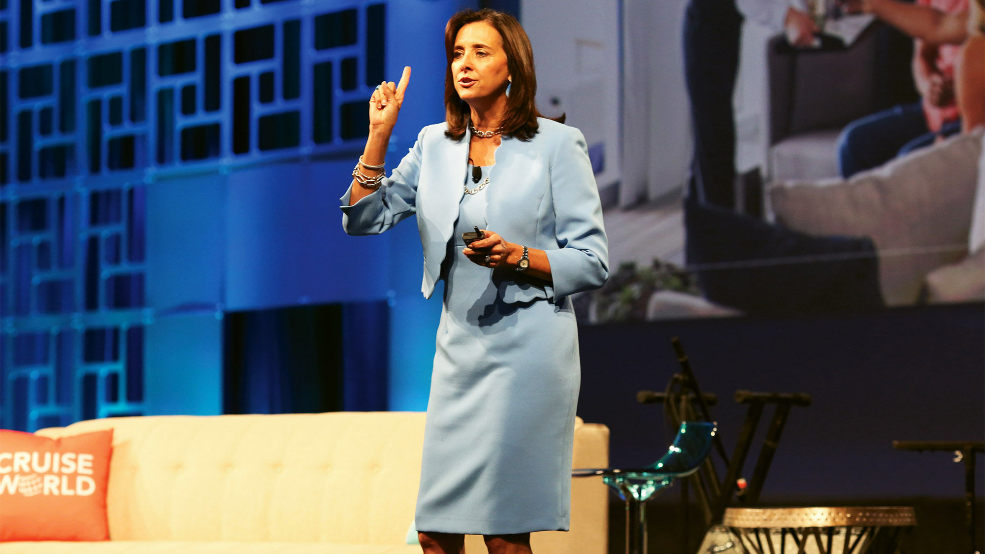 Dondra Ritzenthaler at Travel Weekly's 2019 CruiseWorld conference. Ritzenthaler was an active speaker, panelist and agent advocate.