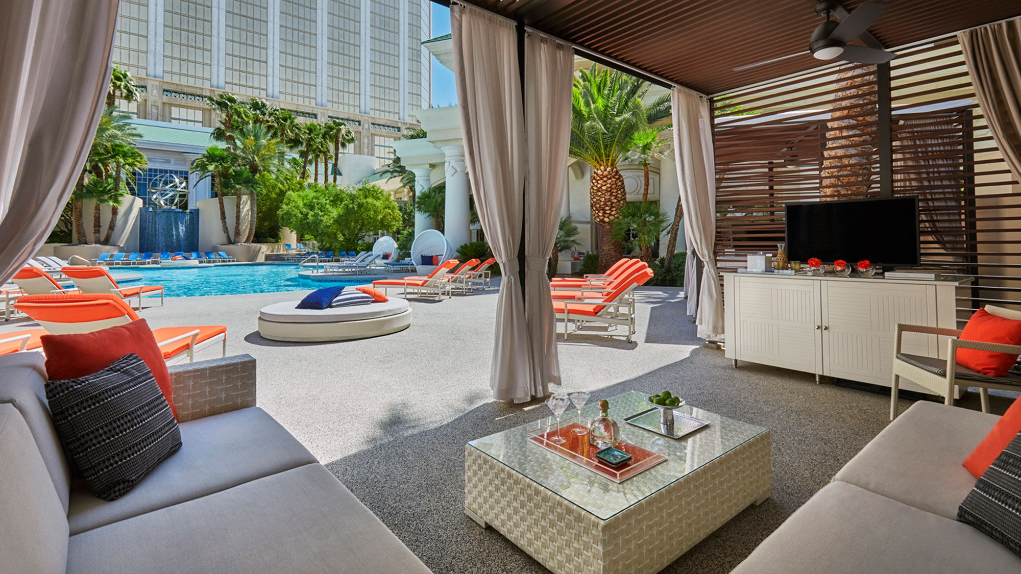 The Four Seasons Hotel Las Vegas has an elevated pool bar menu and private cabana experiences.
