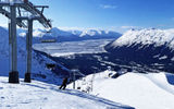 The Alyeska ski area offers amazing views of the Chugach Range and the Cook Inlet. Much of the ski area occupies a single bowl, where skiers and riders will find all sorts of nooks and crannies, some of them framed by rock outcroppings, others by the numerous humps and bumps that comprise the bowl's terrain.
