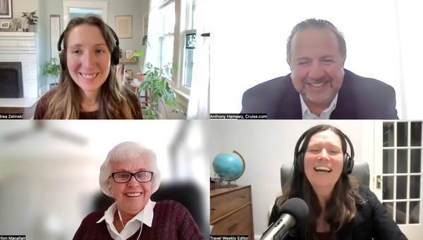 Clockwise from top left: Andrea Zelinski, Anthony Hamway of Cruise.com, Rebecca Tobin and Marilyn Macallair of Phocuswright.