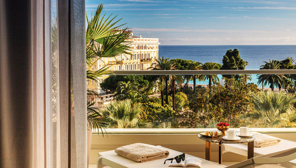 The view of the Mediterranean from a guestroom at the Anantara Plaza Nice Hotel.