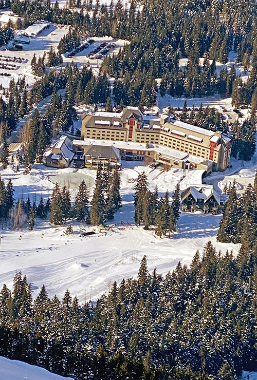The Alyeska lodge, as seen from atop the ski mountain. The Alyeska lodge, as seen from atop the ski mountain.