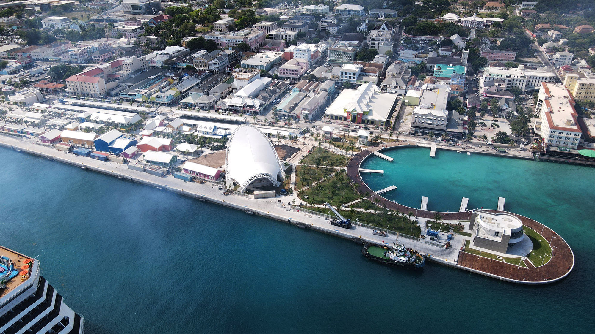 A view of the new arrival terminal at the redeveloped Nassau Cruise Port.