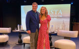 Frank A. Del Rio, president of Oceania, stands with Giada de Laurentis, the godmother of the Oceania Vista during the ship's christening voyage. Laurentis is a chef, restaurateur and Emmy-winning food personality.