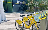 A Brightline bikeshare station at Brightline West Palm Beach.