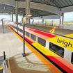 A Brightline train at Orlando Airport.
